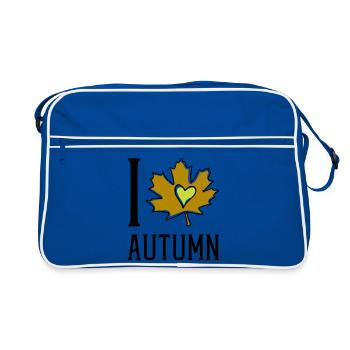 Heart in the autumn leaf - Retro Bag - blue/white - Front