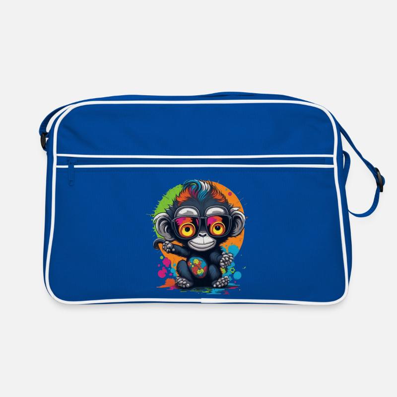 Neon Brillenaffe Splash - Affe - Äffchen Retro Tasche