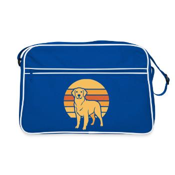 Dog Retro Sunset Flat Icon - Retro Bag - blue/white - Front