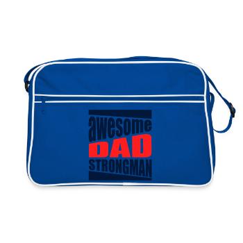Strongman Dad Awesome Power-Shirt - Retro Tasche - Blau/Weiß - Vorne