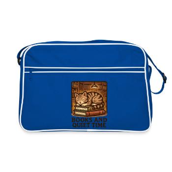 Chat endormi sur les livres - Sac Retro - bleu/blanc - Devant