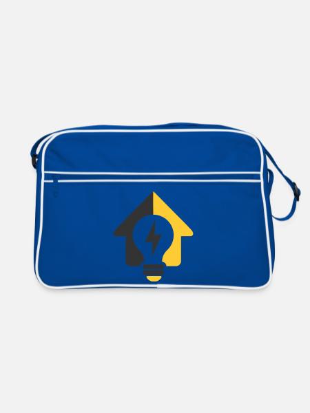 Elektro Haus Glühbirne Logo - Retro Tasche - Blau/Weiß - Vorne
