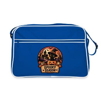 Spooky Cat Pumpkin Magic - Retro Bag - blue/white - Front
