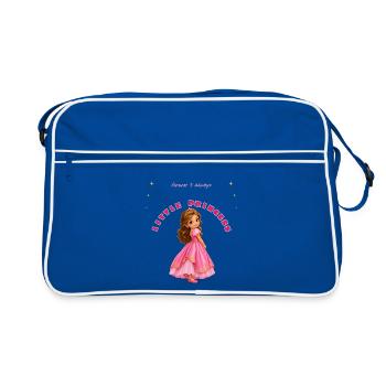 Kleine rosa Prinzessin - Retro Tasche - Blau/Weiß - Vorne