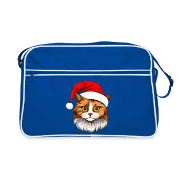 Katzen Christmas - Retro Tasche - Blau/Weiß - Vorne