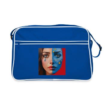 Cosmic Tears – Half Face Art Portrait - Retro Bag - blue/white - Front