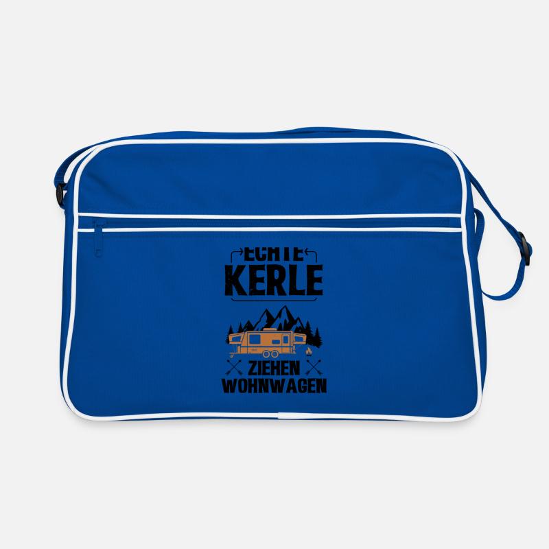 Echte Kerle ziehen Wohnwagen - Camper Camping - Retro Tasche - Blau/Weiß