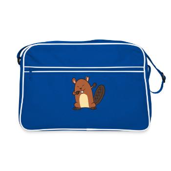 Beaver - Dab, dabbing, dabbing, dancing - Retro Bag - blue/white - Front
