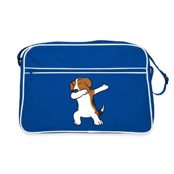 Beagle - Dab, dabbing, dancing - Retro Bag - blue/white - Front