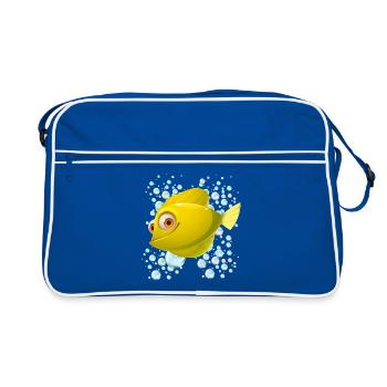 Poisson jaune nageant autour de beaucoup de bulles bleues - Sac Retro - bleu/blanc - Devant