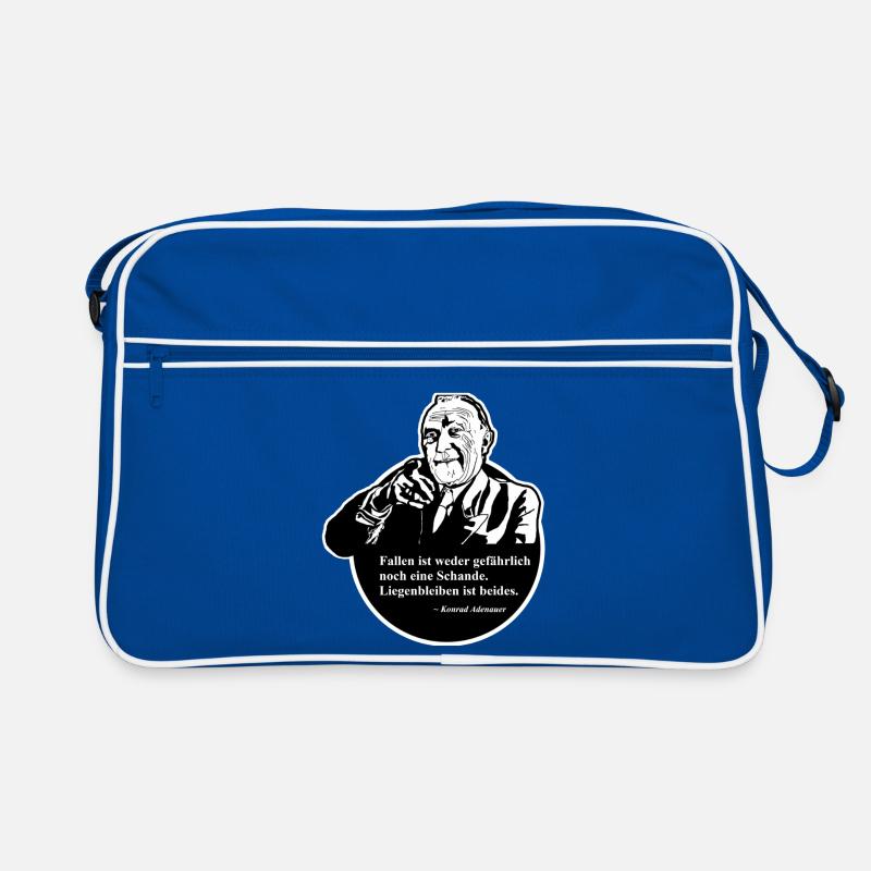 Konrad Adenauer Zitat: Fallen - Retro Tasche - Blau/Weiß