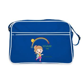 Schulkind, Einschulung - Retro Tasche - Blau/Weiß - Vorne