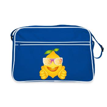 Cool Lemon with Sunglasses – Comic Fruit - Retro Bag - blue/white - Front