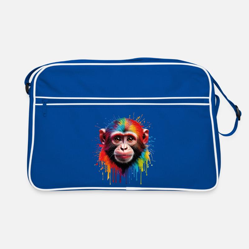 Singe coloré avec explosion de couleurs Sac Retro