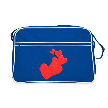 Herzige Herzchen Liebe Design - Retro Tasche - Blau/Weiß - Vorne