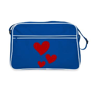 Imprimé Trio Coeurs Rouges - Sac Retro - bleu/blanc - Devant