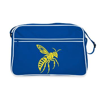 Silhouette de guêpe jaune sur noir - Sac Retro - bleu/blanc - Devant