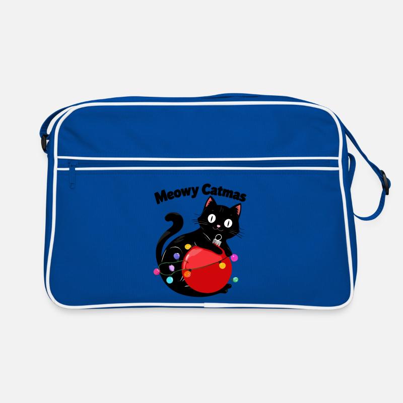 Meowy Catmas - Katze mit Weihnachtskugel Retro Tasche