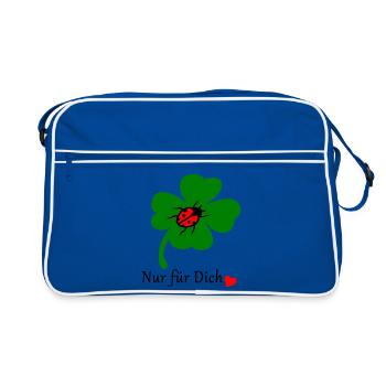 Trèfle avec coccinelle - Sac Retro - bleu/blanc - Devant