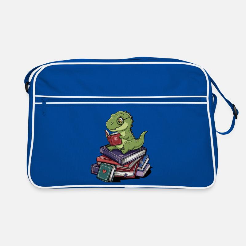 Bücherwurm T-Rex Dinosaurier liest Bücher Kunst Retro Tasche