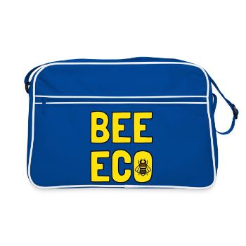 Bienen-Öko-Bienen-Gelber Pollen - Retro Tasche - Blau/Weiß - Vorne