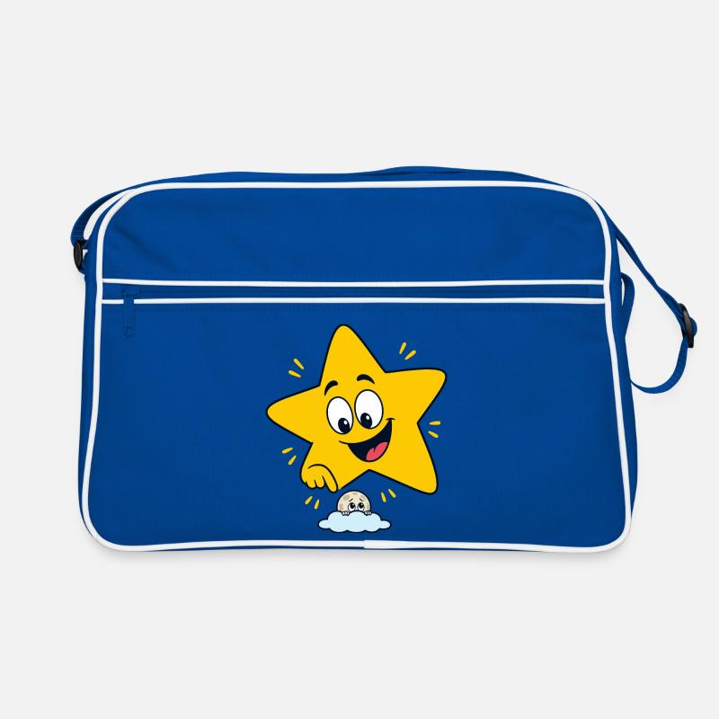 Cheerful star over cloud Retro Bag