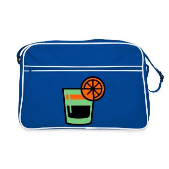 Cocktail Glas Logo - Retro Tasche - Blau/Weiß - Vorne