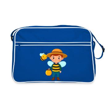 Garçon comique en apiculteur avec abeille et miel – motif - Sac Retro - bleu/blanc - Devant