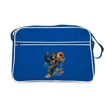 Cool Hip-Hop Monkey with Headphones – Do It Like Me - Retro Bag - blue/white - Front