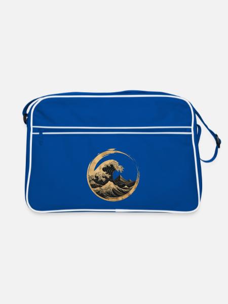Zen Welle – Innere Stärke & Balance - Retro Tasche - Blau/Weiß