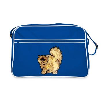 Grumpy Fluffy Cat Aquarell - Retro Tasche - Blau/Weiß - Vorne