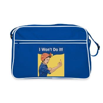 Ich werde es nicht tun - Retro Tasche - Blau/Weiß - Vorne