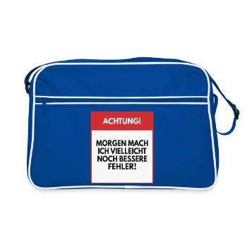 Morgen mache ich vielleicht bessere Fehler - Retro Tasche - Blau/Weiß - Vorne