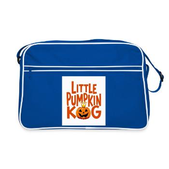 Kleiner Kürbiskönig Halloween-Design - Retro Tasche - Blau/Weiß - Vorne