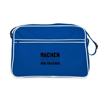Machen ist wie Wollen - nur krasser - Retro Tasche - Blau/Weiß - Vorne