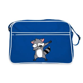 Raccoon - Dab, dabbing, dabbing, dancing - Retro Bag - blue/white - Front