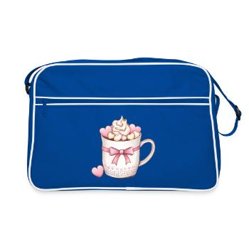 Herzcreme-Tasse - Retro Tasche - Blau/Weiß - Vorne