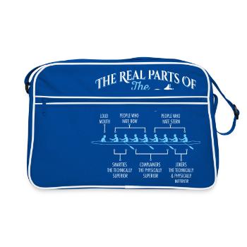 Les vraies parties du bateau - chaloupe à rames - Sac Retro - bleu/blanc - Devant