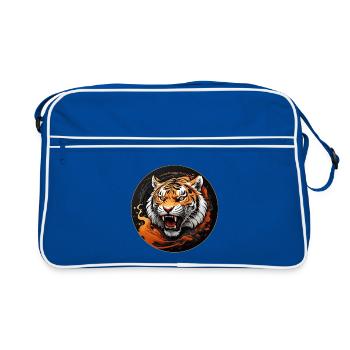 Portrait de tigre Big Cat Design Tigre sifflant - Sac Retro - bleu/blanc - Devant