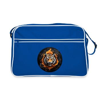 Portrait de tigre Big Cat Design Tigre sifflant - Sac Retro - bleu/blanc - Devant