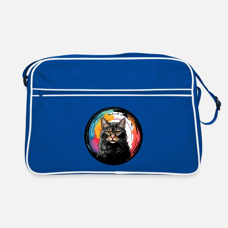Portrait de chat mignon en technique d'aquarelle dans un cercle Sac Retro