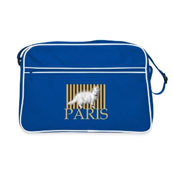 Paris Punk Katze Langhaar - Retro Tasche - Blau/Weiß - Vorne