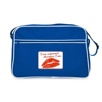 I am ashamed, therefore I am - Retro Bag - blue/white - Front