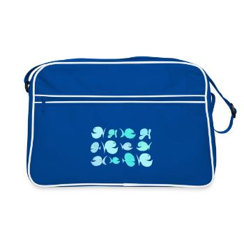Poissons, mer du Sud, mer, maritim, Méditerranée Croatie - Sac Retro - bleu/blanc - Devant