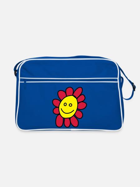 Ich bin eine Blume - Retro Tasche - Blau/Weiß - Vorne
