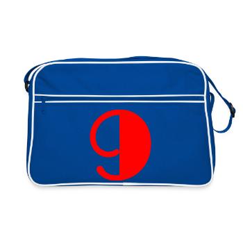 9. 9 ANS. 9e ANNIVERSAIRE. ANNIVERSAIRE 9 ANS - Sac Retro - bleu/blanc - Devant
