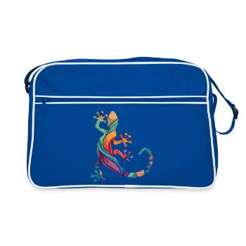 Mandala Gecko - Retro Bag - blue/white - Front