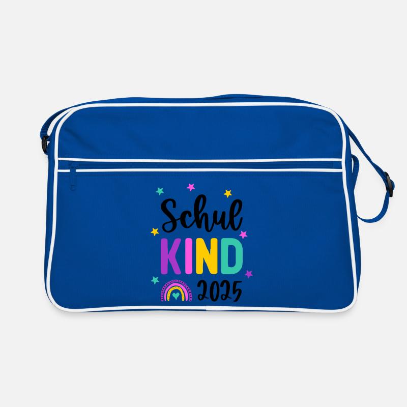 Schulkind 2025 Einschulung Regenbogen Schule Retro Tasche