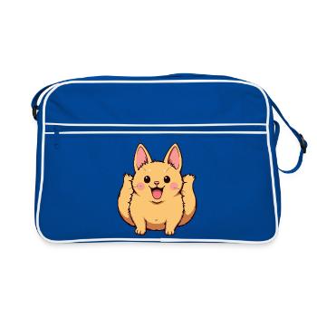 Happy Cat Smiling - Retro Bag - blue/white - Front