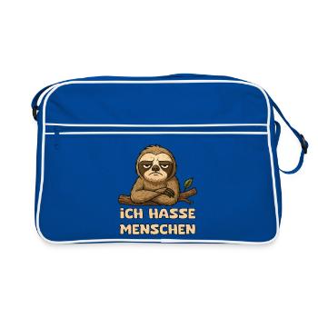 Dicton de paresseux humoristique avec ironie - Sac Retro - bleu/blanc - Devant